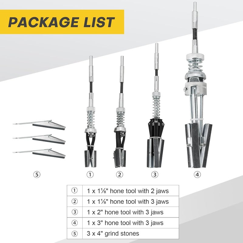 Acymner 7PCS Engine Cylinder Hone Tool Set with Box | Cylinder Honing Tool with 1-1/8", 2" and 3" Replacement Honing Stones,Adjustable from 3/4" to 7" Diameter for Professional Engine Piston Servicing - Image 2
